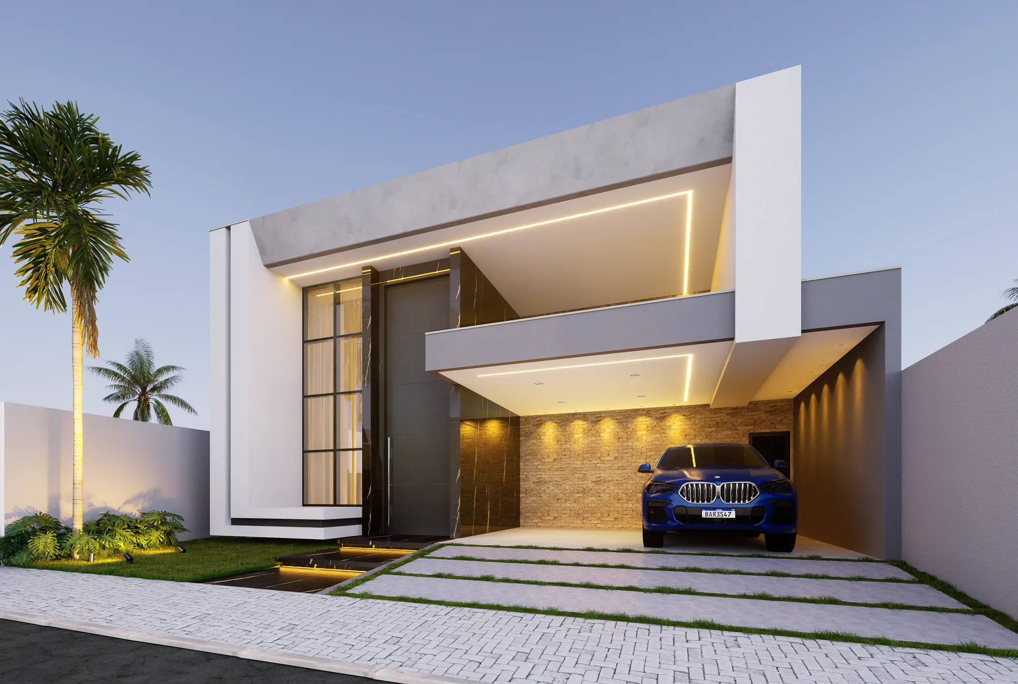 Fachada de residência contemporânea projetada por William Santos